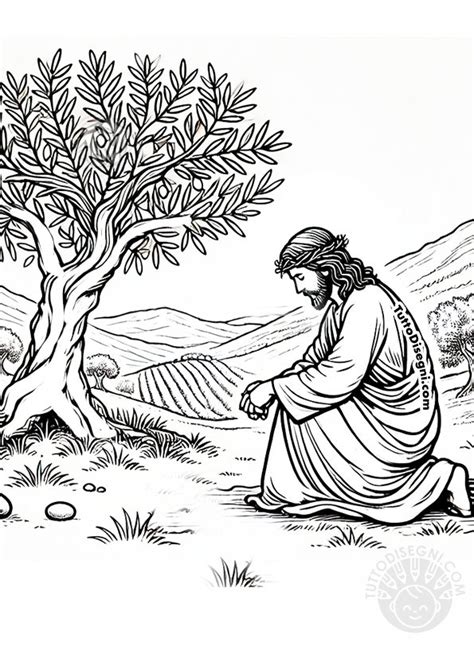 Illustrazione di Gesù che prega nell'Orto degli Ulivi