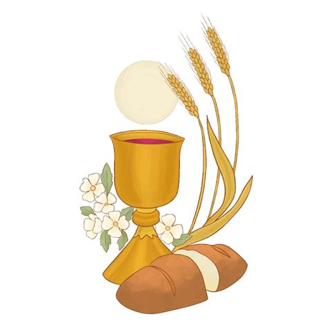 Simboli della Prima Comunione: calice, pane, uva, pesce