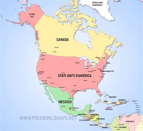 Mappa del Nord America con evidenziata la regione dell'Ontario