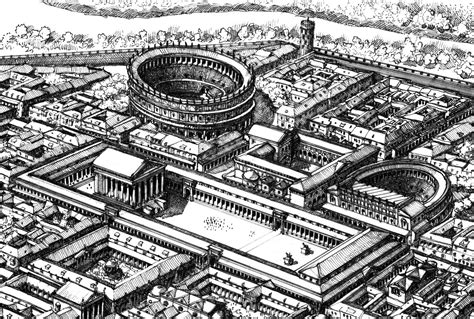 Rappresentazione artistica dell'antica Alba Pompeia con il foro e la basilica