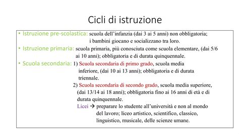 infografica che schematizza la struttura dei cicli di istruzione