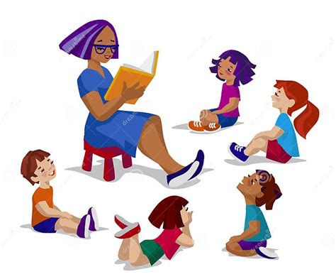 illustrazione di bambini che ascoltano una storia sulla croce