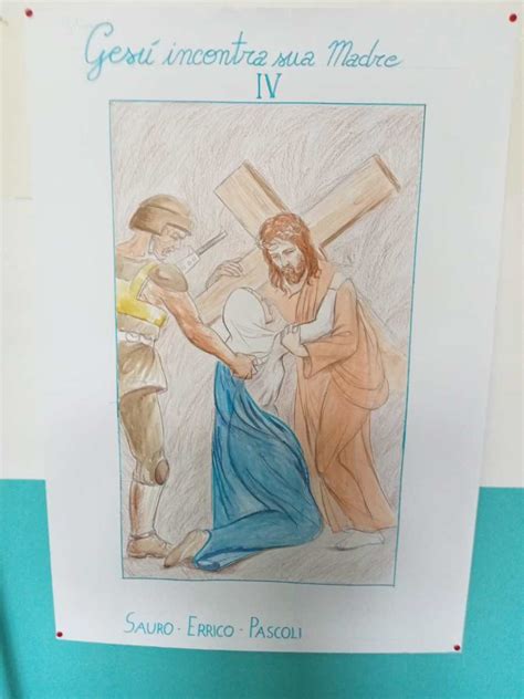 disegni colorati delle stazioni della Via Crucis