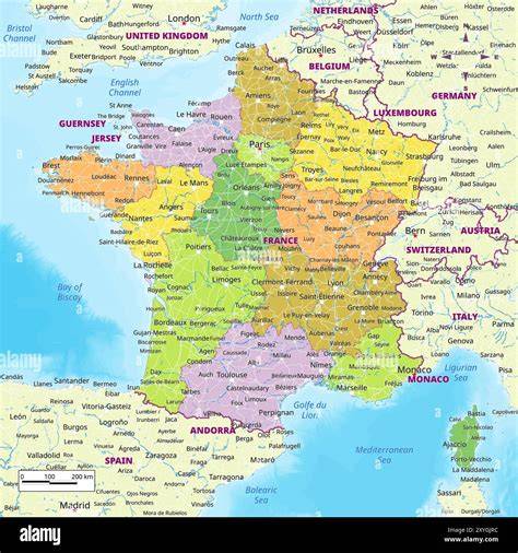 Mappa della regione di Lourdes in Francia, con indicazione di Tolosa e dei Pirenei