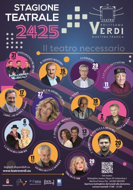 Locandina della stagione teatrale di Pesaro con i loghi degli organizzatori e sponsor.