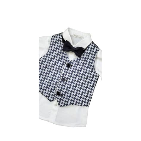 Completo battesimo maschietto elegante con gilet e papillon