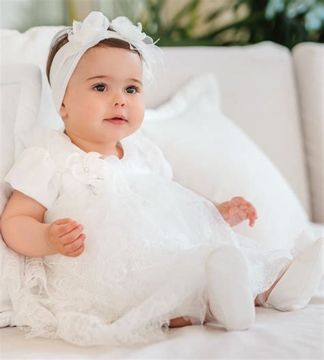 Vestitino battesimo neonata in pizzo e tulle