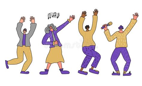 Illustrazione di persone che cantano insieme durante una funzione religiosa