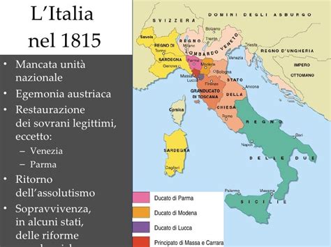 Mappa dell'Italia durante il Risorgimento