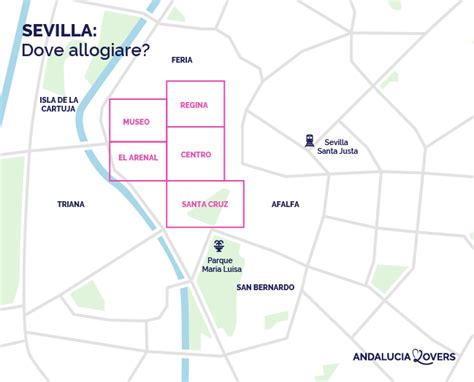 Mappa del centro storico di Siviglia con evidenziata la posizione della Cattedrale e degli hotel limitrofi