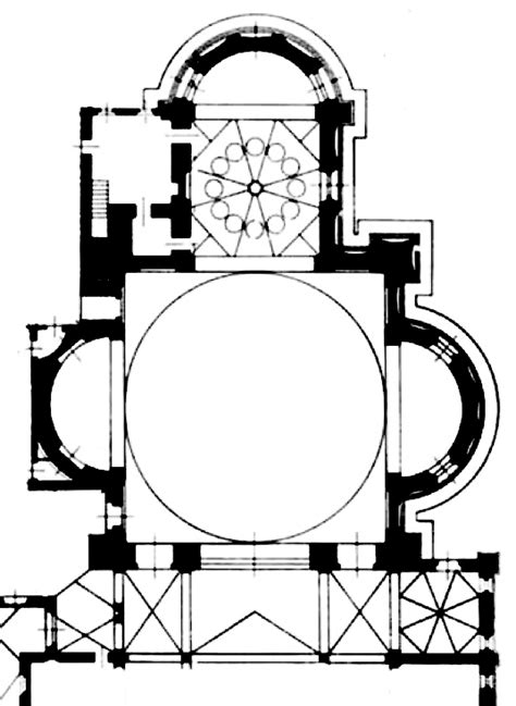Veduta architettonica esterna della tribuna bramantesca di Santa Maria delle Grazie
