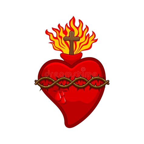 Illustrazione storica o riproduzione artistica del Sacro Cuore di Gesù, con corona di spine e fiamme.