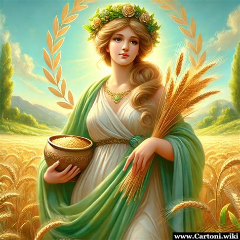 Illustrazione della dea Demetra o simbolo della natura primaverile e del raccolto