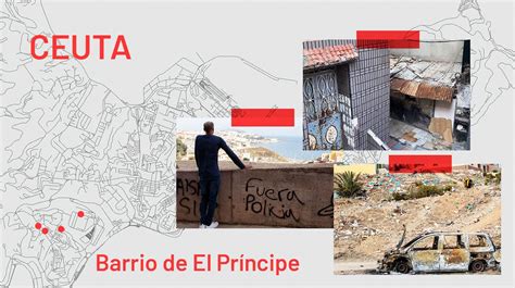 Mappa del quartiere El Principe a Ceuta con evidenziate le zone di confine e i luoghi chiave della serie