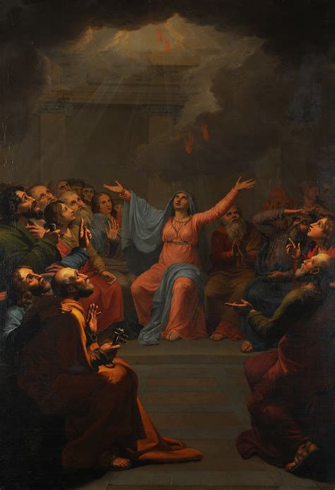 Illustrazione storica o iconografia classica che raffigura l'effusione dello Spirito Santo sugli Apostoli e Maria nel Cenacolo
