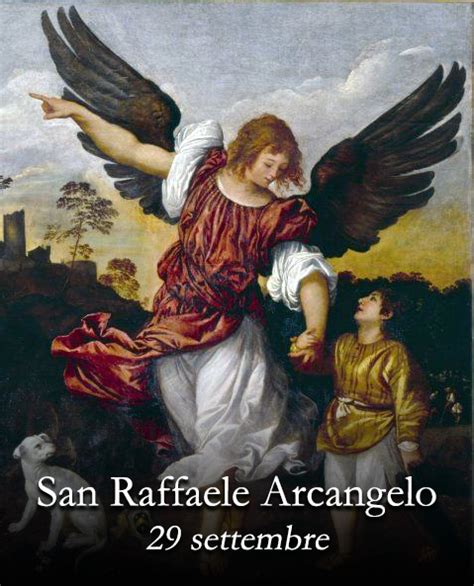 Rappresentazione iconografica di San Raffaele Arcangelo che guida il giovane Tobia durante il viaggio