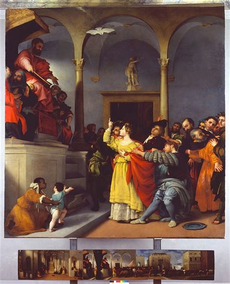 Veduta d'insieme della Pala di Santa Lucia di Lorenzo Lotto, comprendente la tavola centrale e la predella.