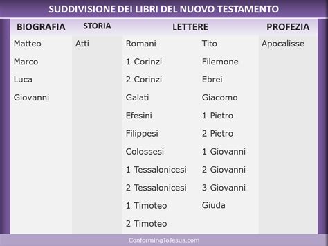 Schema del percorso di lettura: dai libri dell'Antico Testamento al Nuovo Testamento