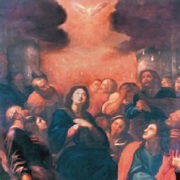 Illustrazione artistica della discesa dello Spirito Santo nel Cenacolo sotto forma di lingue di fuoco