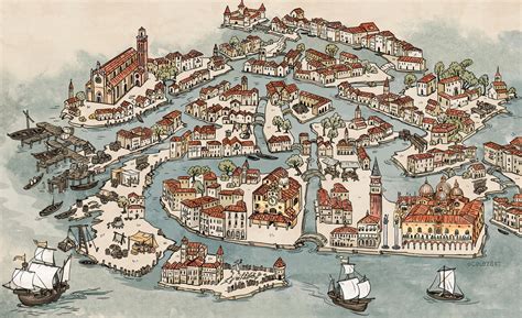 Ricostruzione storica della Venezia del '500, focalizzata su quartieri artistici