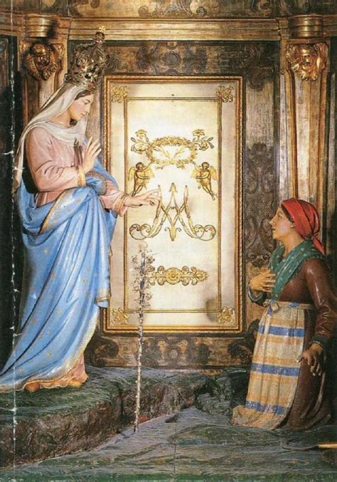 Illustrazione o affresco che rievoca la visione della Madonna dal manto azzurro e protettivo