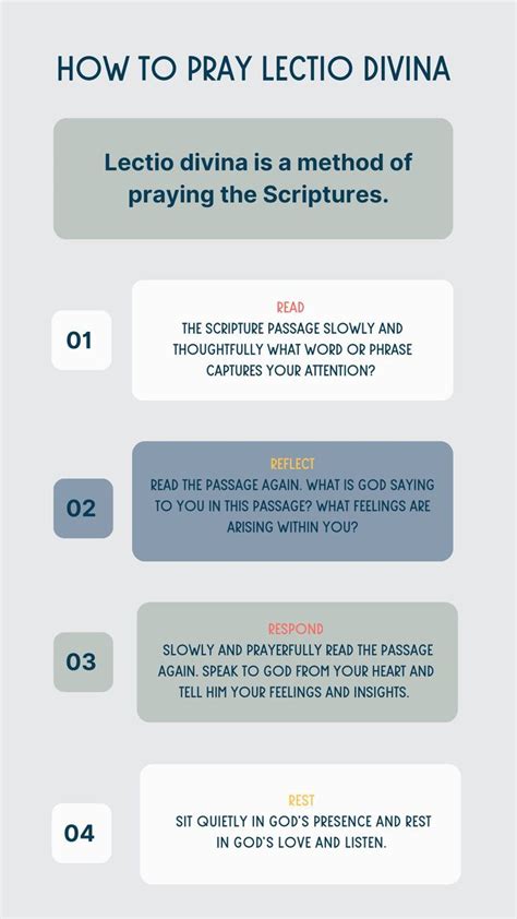 infografica delle quattro tappe della Lectio Divina con simboli rappresentativi