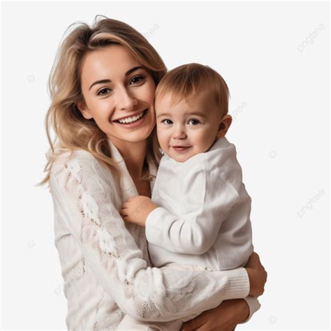 Mamma con bambino in braccio in abito elegante da battesimo