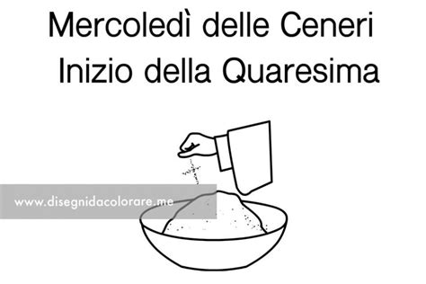 Scheda da colorare per bambini che illustra il rito delle Ceneri e il suo significato.