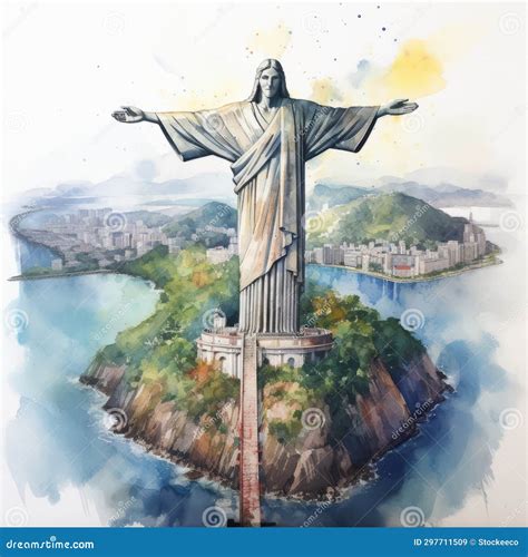 Illustrazione stilizzata del Cristo Redentore adatta come ispirazione per un design di tatuaggio