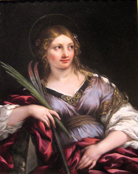 Rappresentazione artistica di Santa Martina durante il suo martirio, con un leone mansueto ai suoi piedi