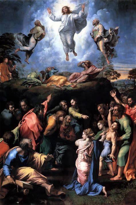 Gesù trasfigurato con Mosè ed Elia, particolare dalla Trasfigurazione di Raffaello. (Dettaglio del dipinto)