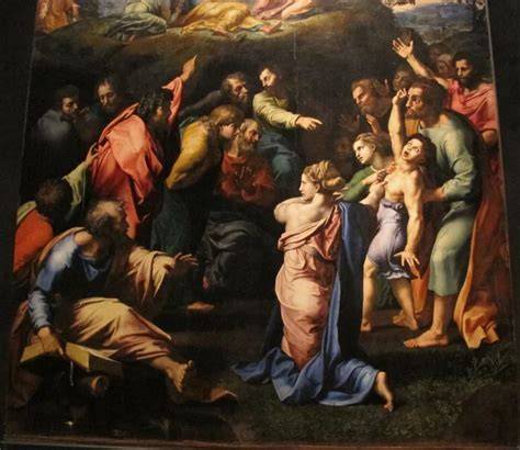 Scena inferiore della Trasfigurazione di Raffaello con il fanciullo ossesso. (Dettaglio del dipinto)