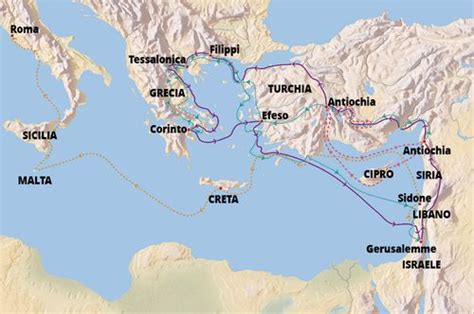 Mappa che mostra il percorso della predicazione di San Paolo fino all'Illiria