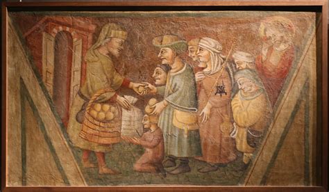 Illustrazione delle opere di misericordia: nutrire gli affamati, vestire gli ignudi, visitare i malati