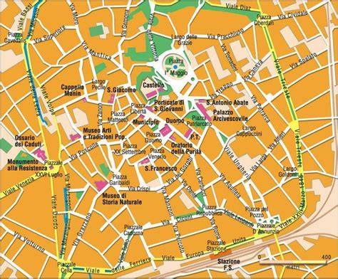 Mappa storica di Udine con indicazione del Santuario delle Grazie