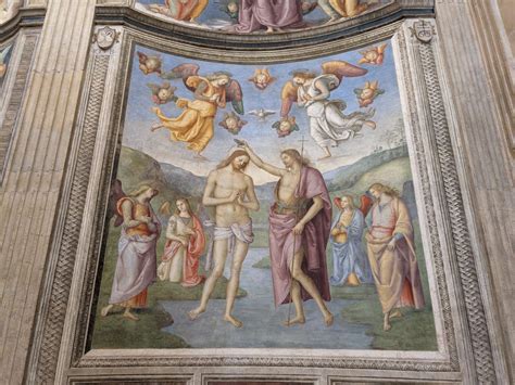 Affresco del Battesimo di Cristo dei fratelli Salimbeni nell'Oratorio di San Giovanni a Urbino