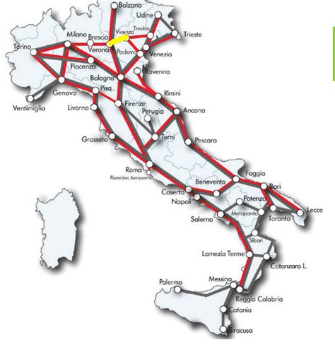 Mappa ferroviaria Italia-Francia con percorso Reggio Calabria-Lourdes