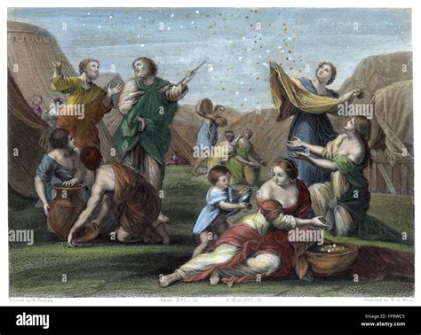Illustrazione del miracolo della manna nel deserto.