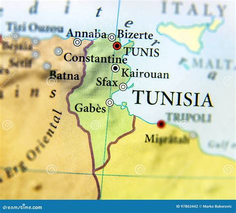 Mappa della Tunisia con i luoghi di ripresa di Brian di Nazareth