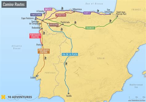 Mappa delle rotte autobus di lunga percorrenza da Santiago de Compostela