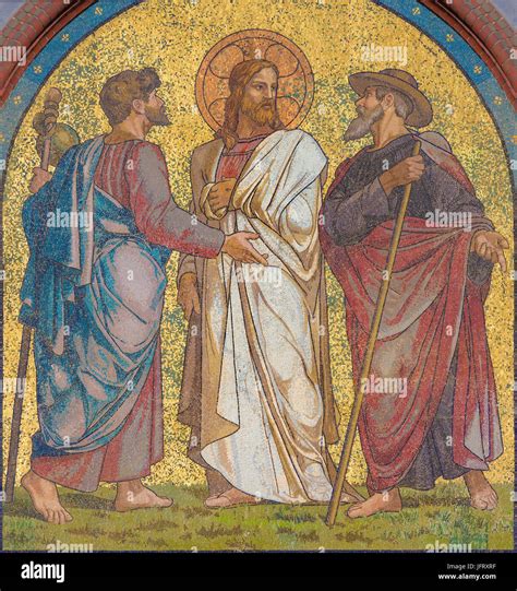 Illustrazione della resurrezione di Gesù con i discepoli ad Emmaus