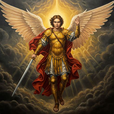 Illustrazione iconografica di San Michele Arcangelo che sconfigge il male