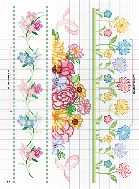 Layout di schemi di punto croce della collezione primaverile
