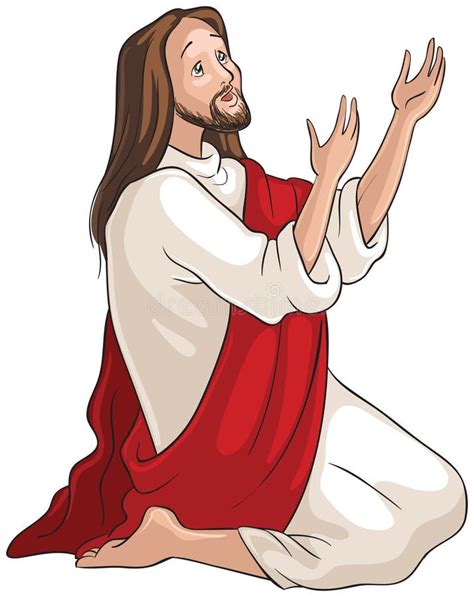 illustrazione di un giovane uomo ben vestito che si inginocchia davanti a Gesù
