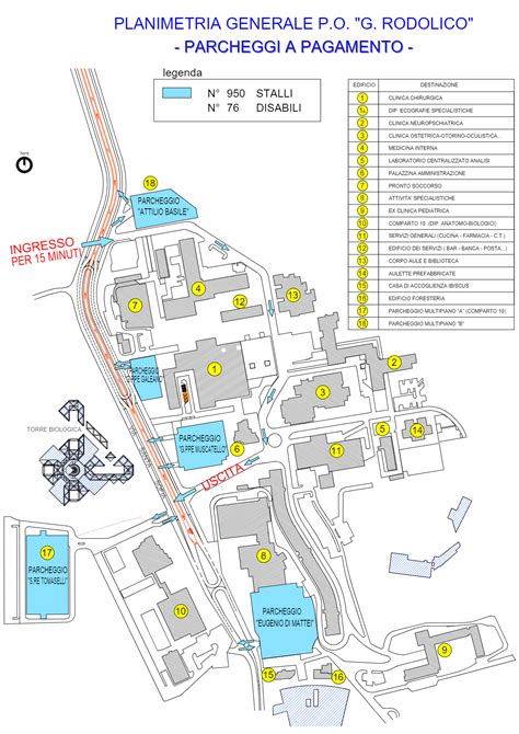Mappa aggiornata dell'area ospedaliera Santa Corona con indicazione dei percorsi per il Padiglione 18
