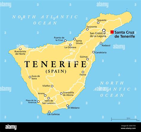 Mappa schematica di Tenerife con Santa Cruz evidenziata