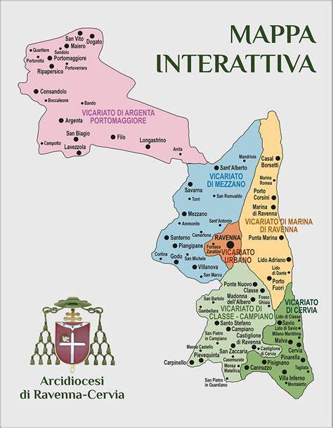 Mappa dell'Arcidiocesi di Ravenna-Cervia e delle diocesi suffraganee