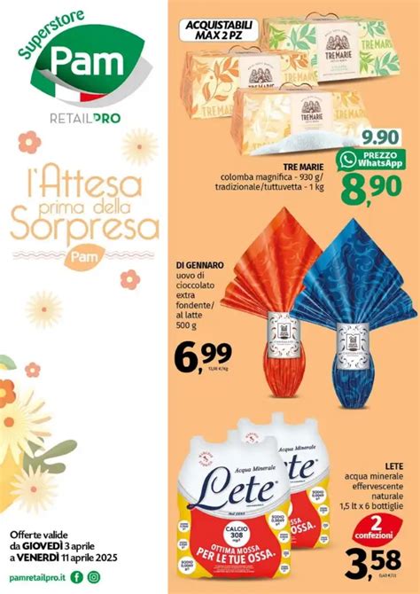 Volantino delle offerte di un supermercato Pam Local con prodotti freschi e sconti in evidenza