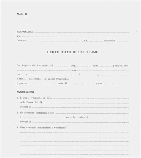 documenti ecclesiastici: certificato di battesimo e cresima