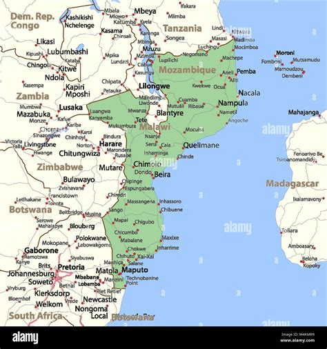 Mappa del Mozambico con l'indicazione delle ex-missioni della Piccola Famiglia della Resurrezione